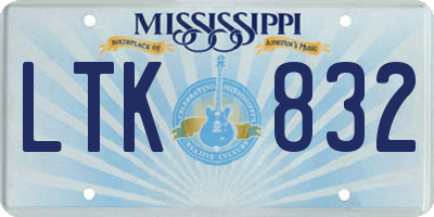 MS license plate LTK832