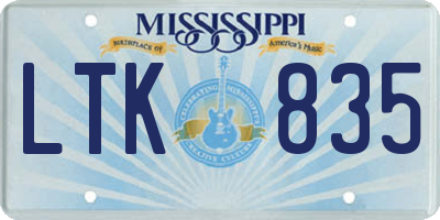 MS license plate LTK835