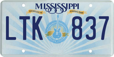 MS license plate LTK837