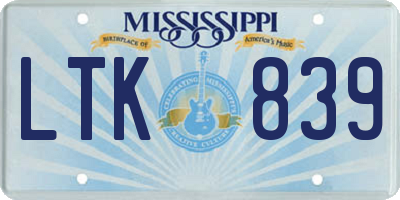 MS license plate LTK839