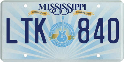 MS license plate LTK840