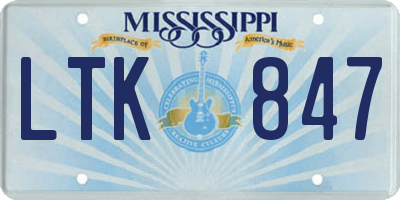 MS license plate LTK847