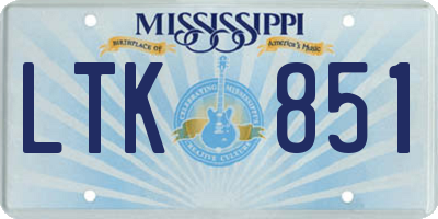 MS license plate LTK851