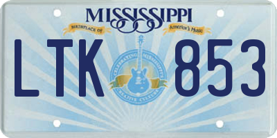 MS license plate LTK853