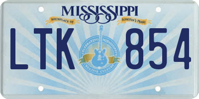 MS license plate LTK854