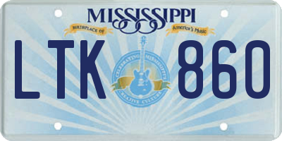 MS license plate LTK860