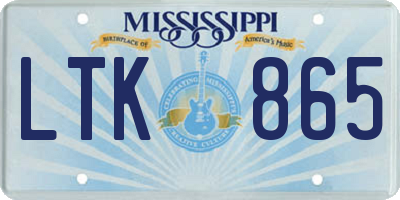 MS license plate LTK865