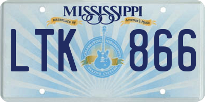 MS license plate LTK866