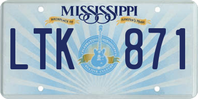 MS license plate LTK871