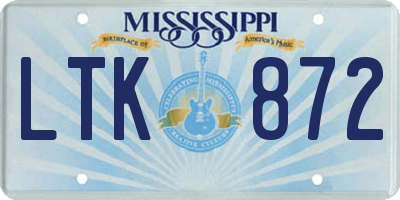 MS license plate LTK872