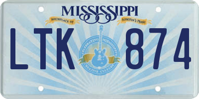 MS license plate LTK874