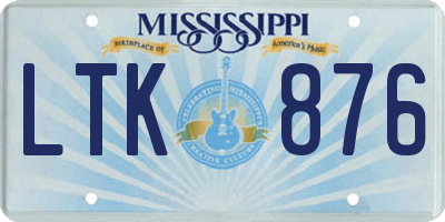 MS license plate LTK876