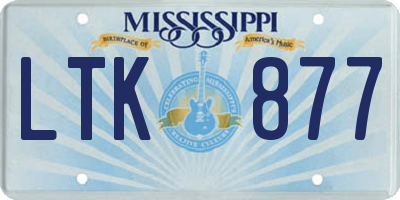 MS license plate LTK877