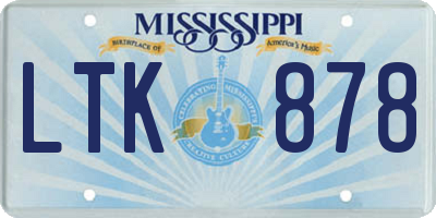 MS license plate LTK878