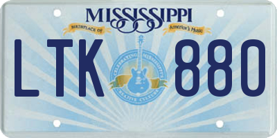 MS license plate LTK880