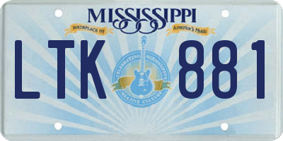 MS license plate LTK881