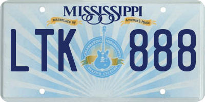 MS license plate LTK888