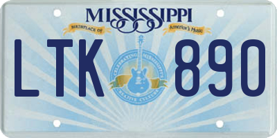 MS license plate LTK890