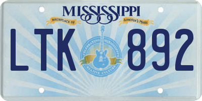 MS license plate LTK892