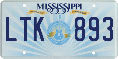 MS license plate LTK893