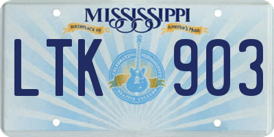 MS license plate LTK903