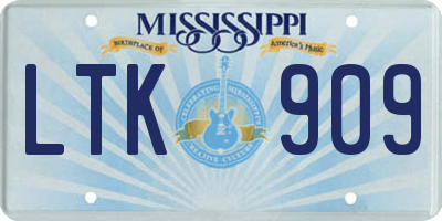 MS license plate LTK909