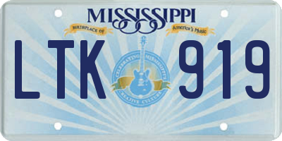 MS license plate LTK919
