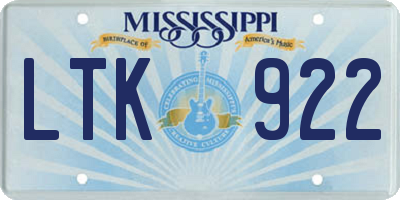 MS license plate LTK922