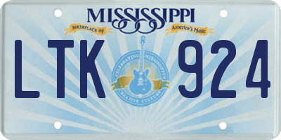 MS license plate LTK924