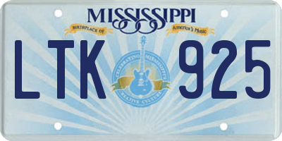 MS license plate LTK925