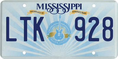 MS license plate LTK928
