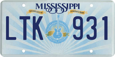 MS license plate LTK931