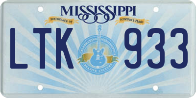 MS license plate LTK933