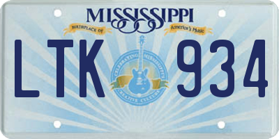 MS license plate LTK934