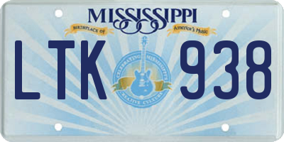 MS license plate LTK938