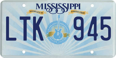 MS license plate LTK945