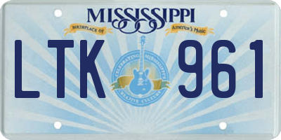 MS license plate LTK961