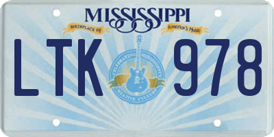 MS license plate LTK978