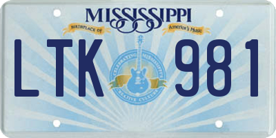 MS license plate LTK981