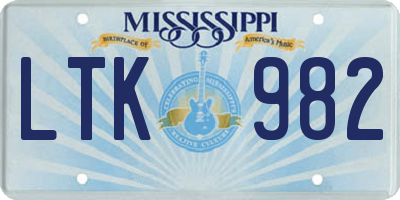 MS license plate LTK982