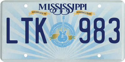 MS license plate LTK983