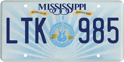 MS license plate LTK985
