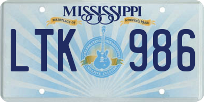 MS license plate LTK986