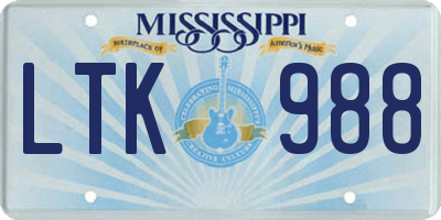 MS license plate LTK988