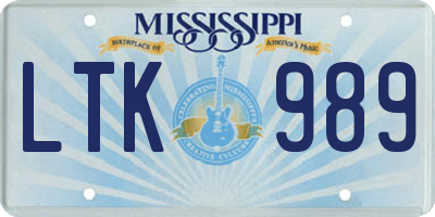 MS license plate LTK989