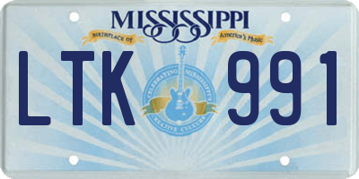 MS license plate LTK991