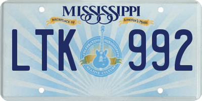 MS license plate LTK992