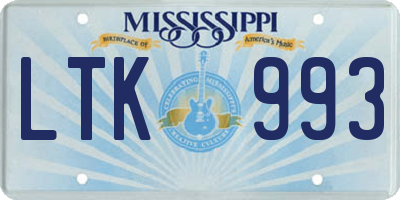 MS license plate LTK993