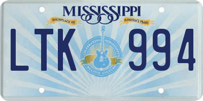 MS license plate LTK994