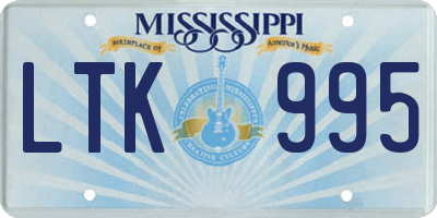 MS license plate LTK995